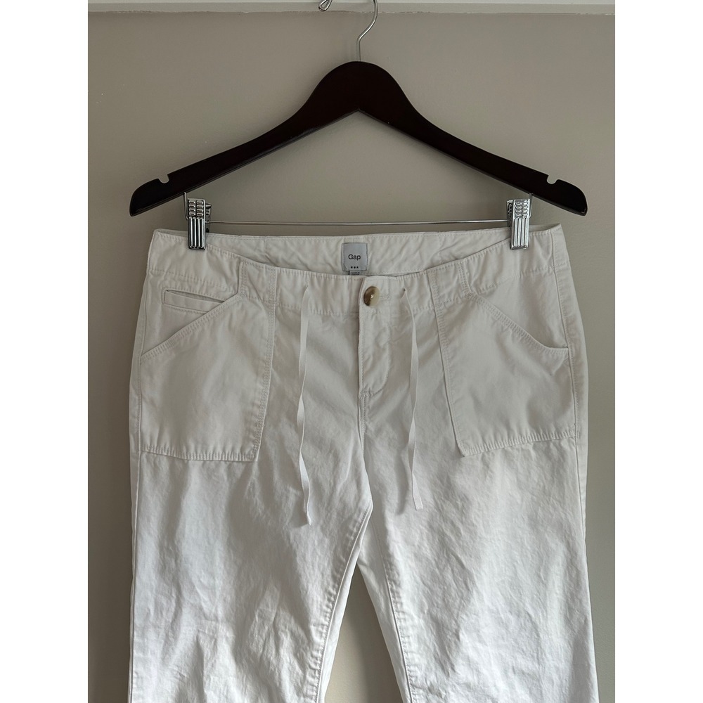 Gap Wide Leg Utility Pants Womens 10 White EUC Coastal Summer Cotton Trousers - Picture 2 of 8